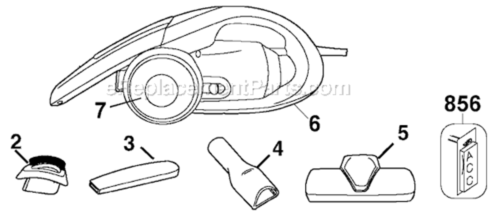 Page A Diagram and Parts List for CCV900 Type 1 Black and Decker Hand Vacuum
